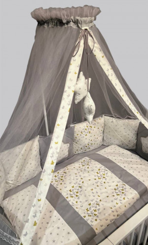 Постельное белье 109 серый бабочки - фото 1