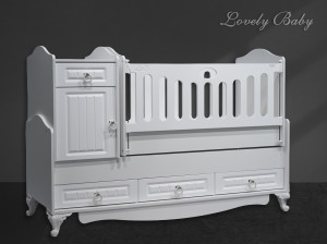 Кроватка-трансформер Lovely baby Lotos 170*60 и 120*60 белый