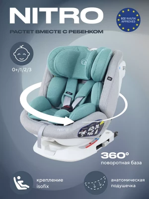 Автокресло Rant UB619 Nitro isofix 0/1/2/3 (0-36 кг) Grey/Mint  - фото 1