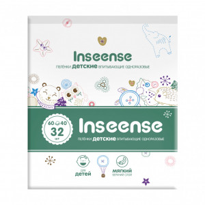 Пеленки INSEENSE детские одноразовые  60х40, 32 шт Ins6432  (12)