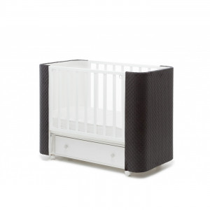 Кроватка Островок Уюта Милана Фаворит с маятником 120*60 (закругленный) белый/велюр графит - фото 1