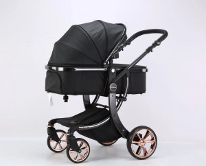 Коляска-трансформер Luxmom (Aimile) 608 2 в 1 эко кожа черный