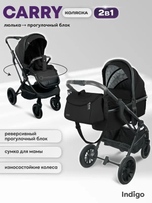 Коляска 2 в 1 Indigo Carry черный