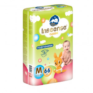Подгузники M (6-11 кг) Inseense Classic Plus 66 шт (салатовые) (4) - фото 1