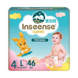 Трусики-подгузники L (9-14 кг) Inseense Classic 46 шт (голубые) (4) - фото 1