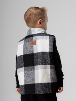 Жилет (Цвет черно-белый (коричневый), Размер 104-110), 14-74U - фото 1