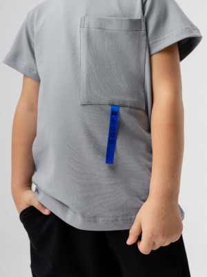 Футболка (Цвет серо-голубой, Размер 110-116), 4-374U - фото 1