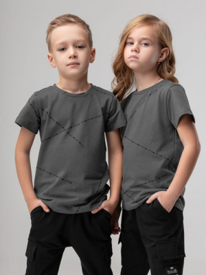 Футболка (Цвет серый (черный), Размер 122-128), 4-316U - фото 1