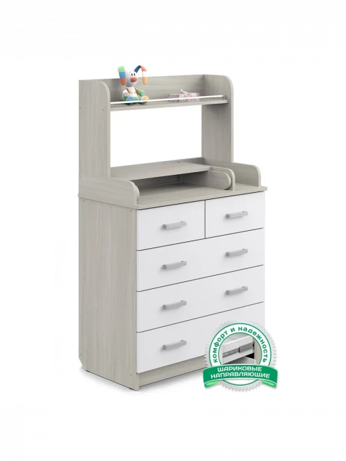 Комод Aton Сириус-2 Полка 805 ЛДСП 5 шимо светлый-белый - фото 1