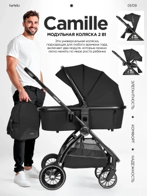 Коляска 2 в 1 Farfello Camille 2024 black - фото 1