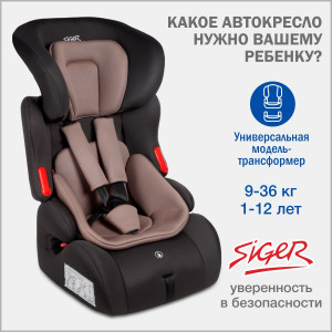 Автокресло Siger Космо Lux 1/2/3 (9-36кг) антрацитово-серый