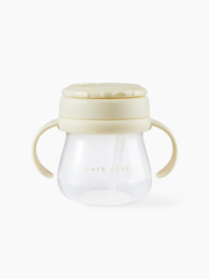 14012, Поильник с трубочкой и ручками 250мл. (cream, 14012)