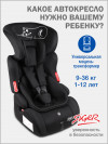 Автокресло Siger Космо Lux 1/2/3 (9-36кг) черный кот